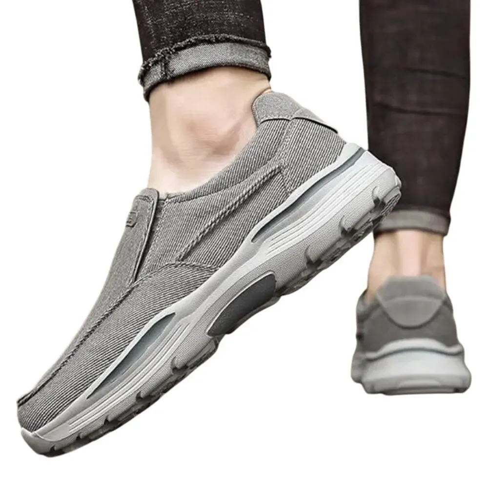 NWT ~ Men's Casual Gray Canvas Lightweight Loafers Walking Shoes ~ Size 11